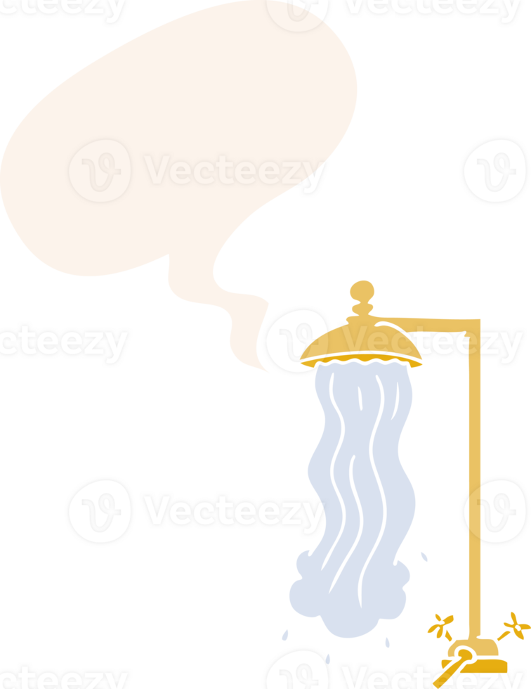 cartoon shower with speech bubble in retro style png