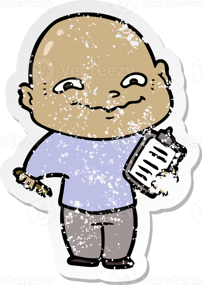 distressed sticker of a cartoon nervous man png