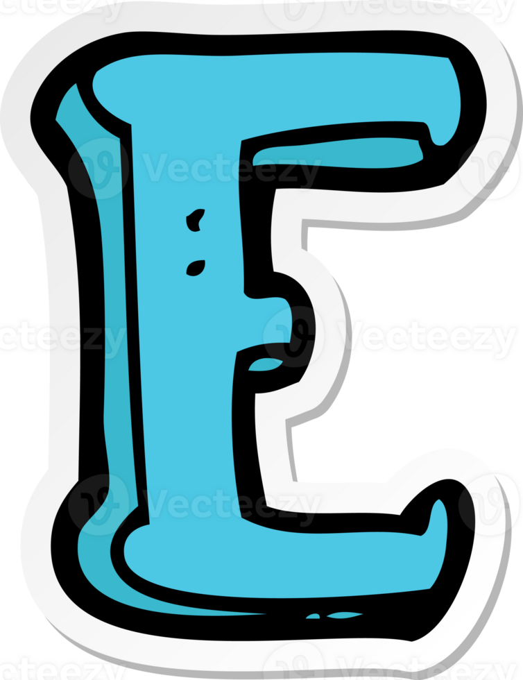 sticker of a cartoon letter E png