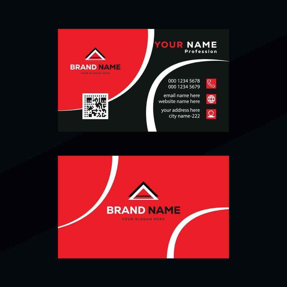 Professional business card design with red and black color vector