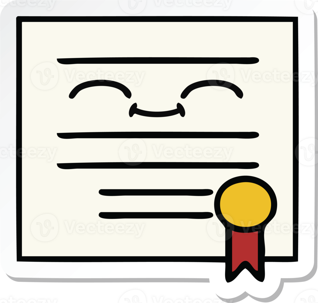sticker of a cute cartoon graduation diploma png