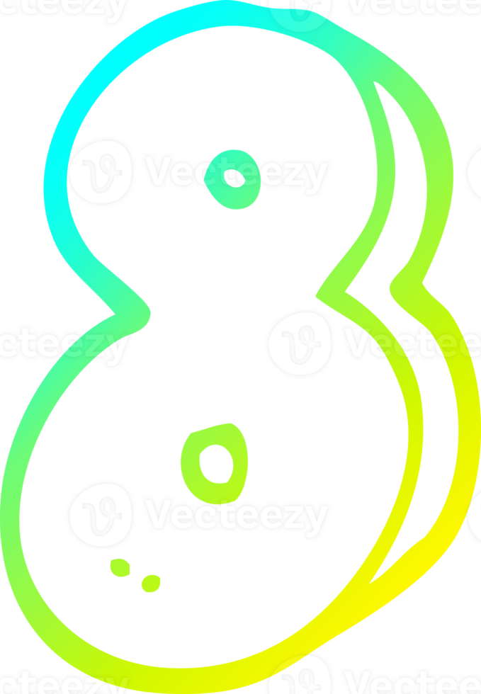 cold gradient line drawing of a cartoon number eight png