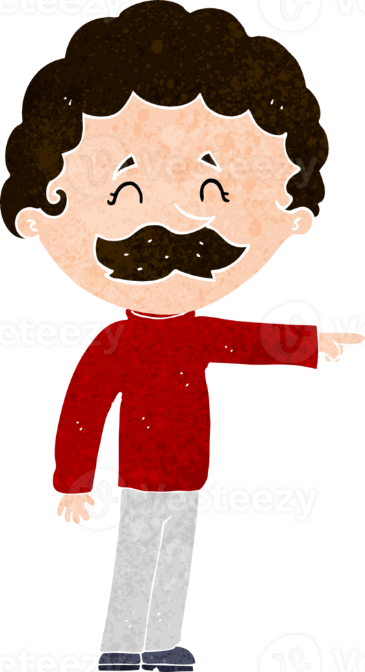 cartoon man with mustache pointing png