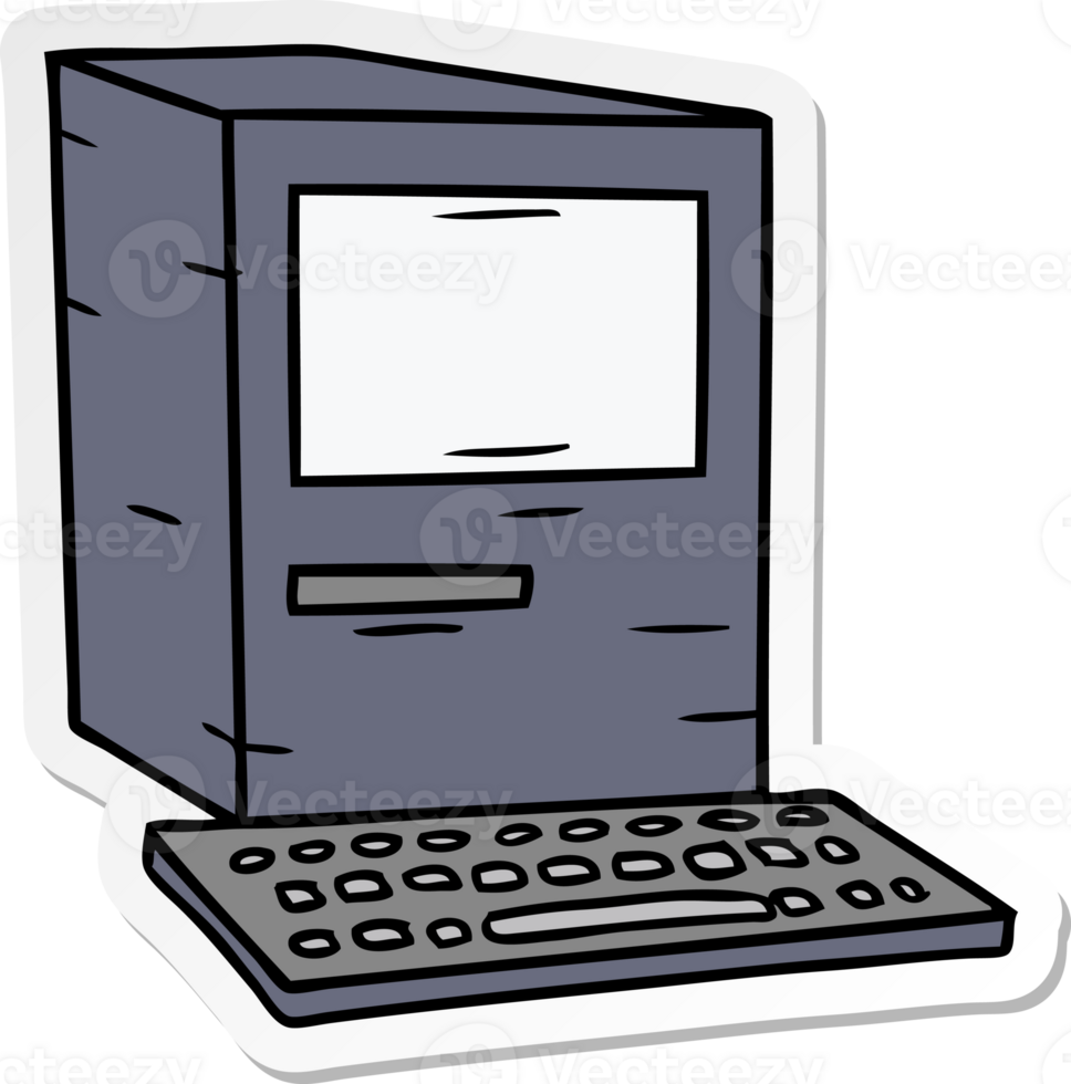 hand drawn sticker cartoon doodle of a computer and keyboard png