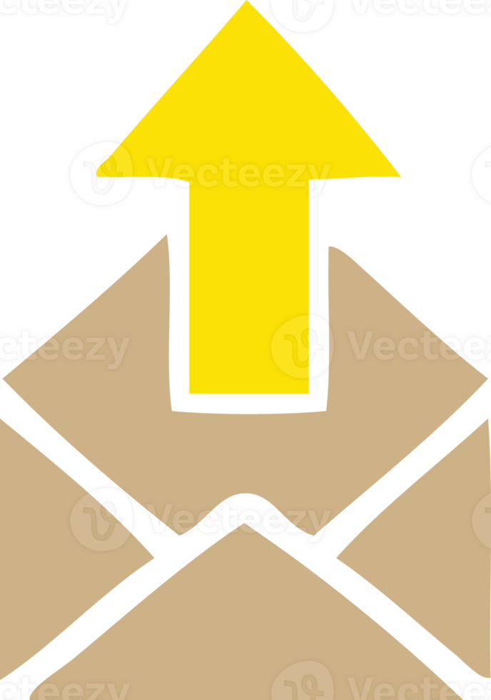 flat color retro cartoon of a envelope with arrow png