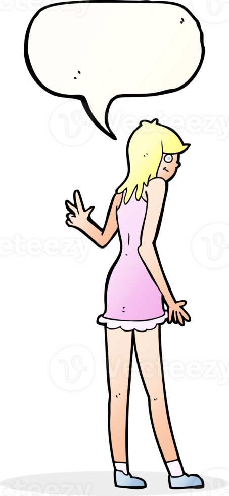cartoon woman waving with speech bubble png