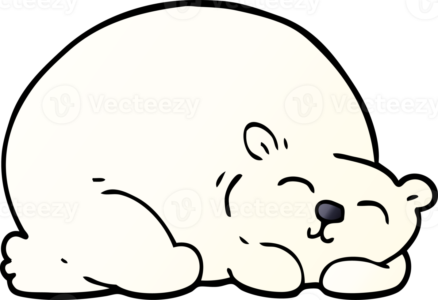 cartoon doodle happy polar bear sleeping png