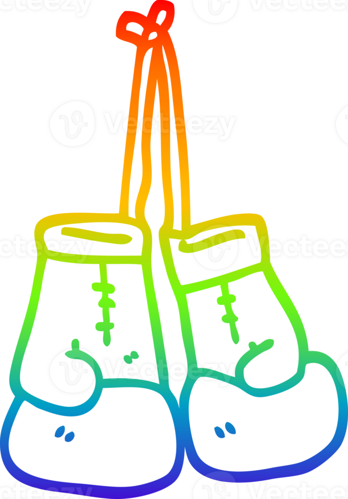 rainbow gradient line drawing of a cartoon boxing gloves png