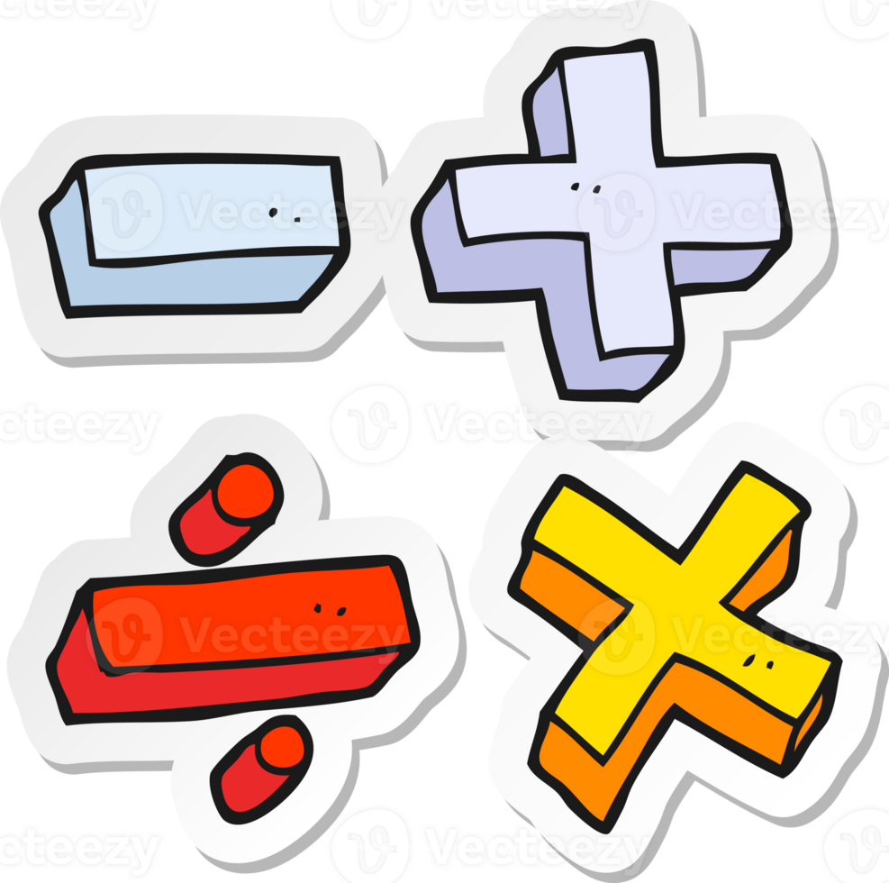 sticker of a cartoon math symbols png