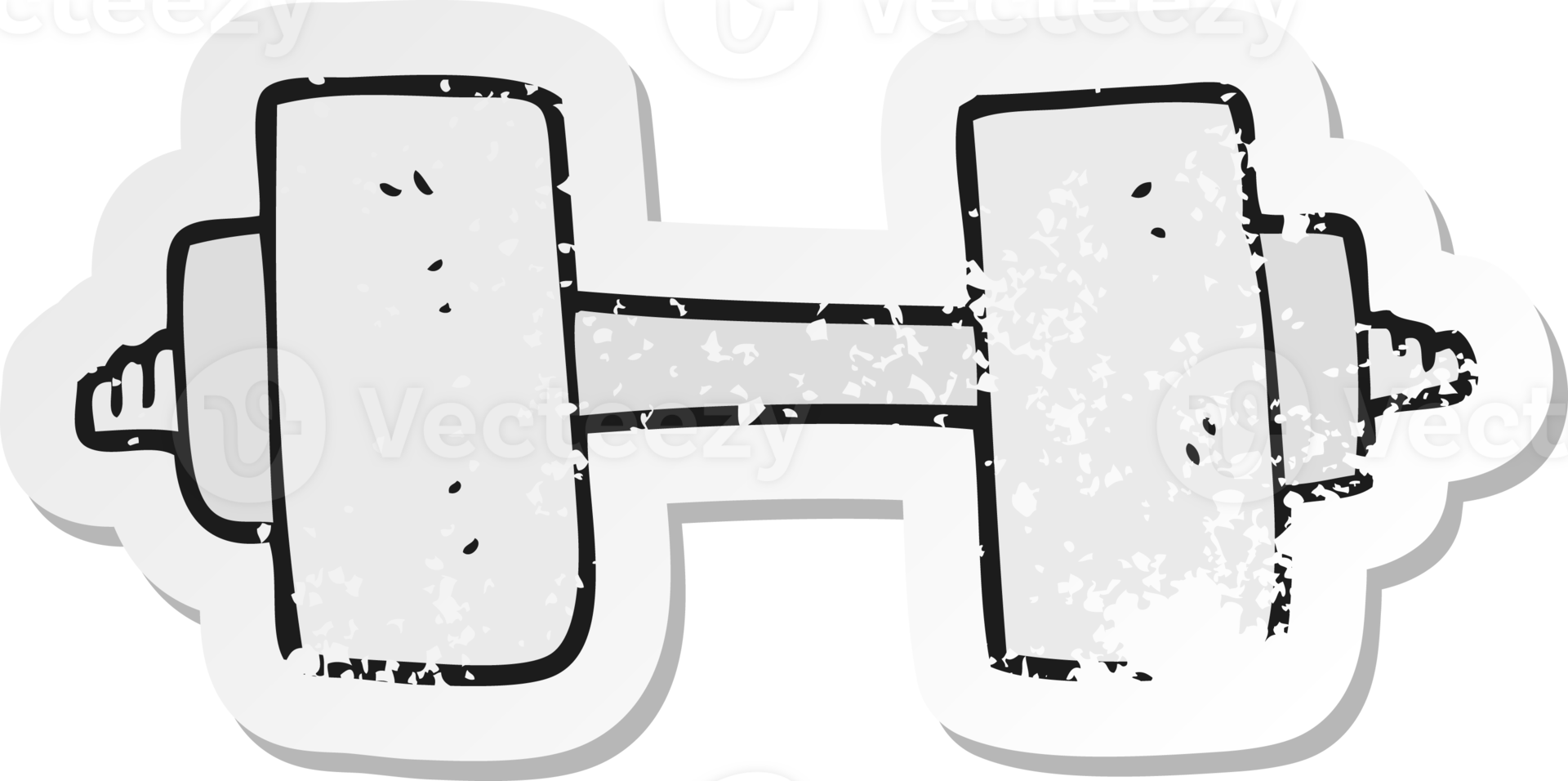 pegatina retro angustiada de una mancuerna de dibujos animados png