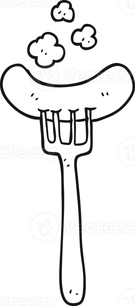 mano disegnato nero e bianca cartone animato cucinato salsiccia png