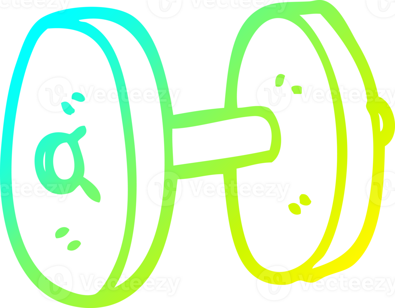 cold gradient line drawing of a cartoon gym weights png