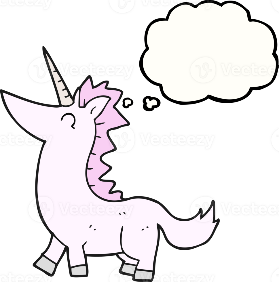 hand drawn thought bubble cartoon unicorn png
