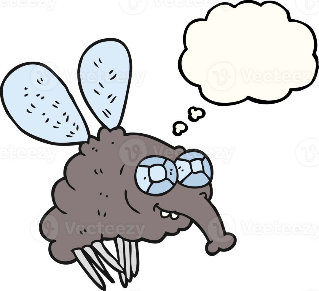 hand drawn thought bubble cartoon fly png