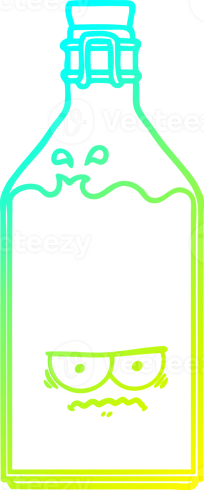 cold gradient line drawing of a cartoon old bottle png