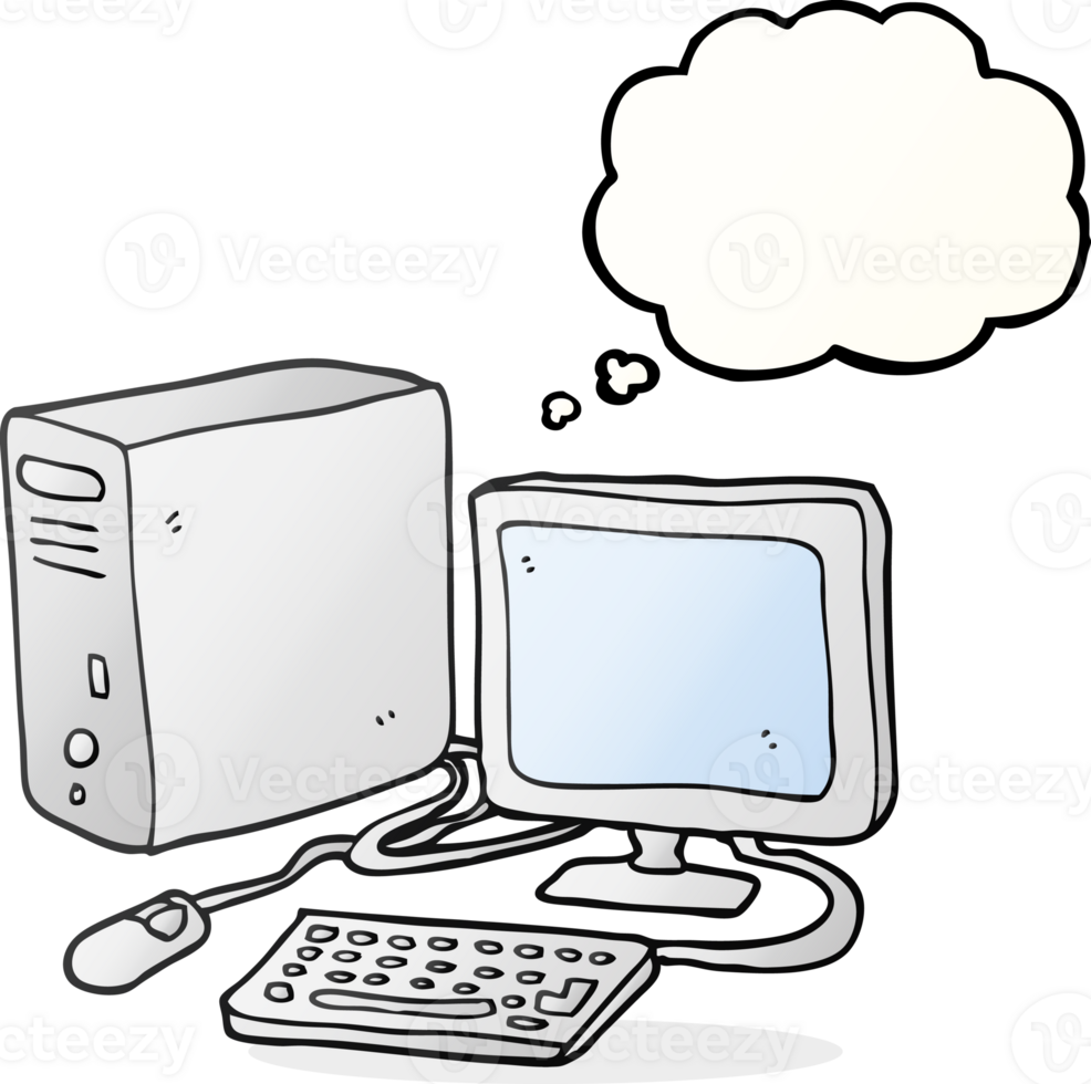 hand drawn thought bubble cartoon computer png