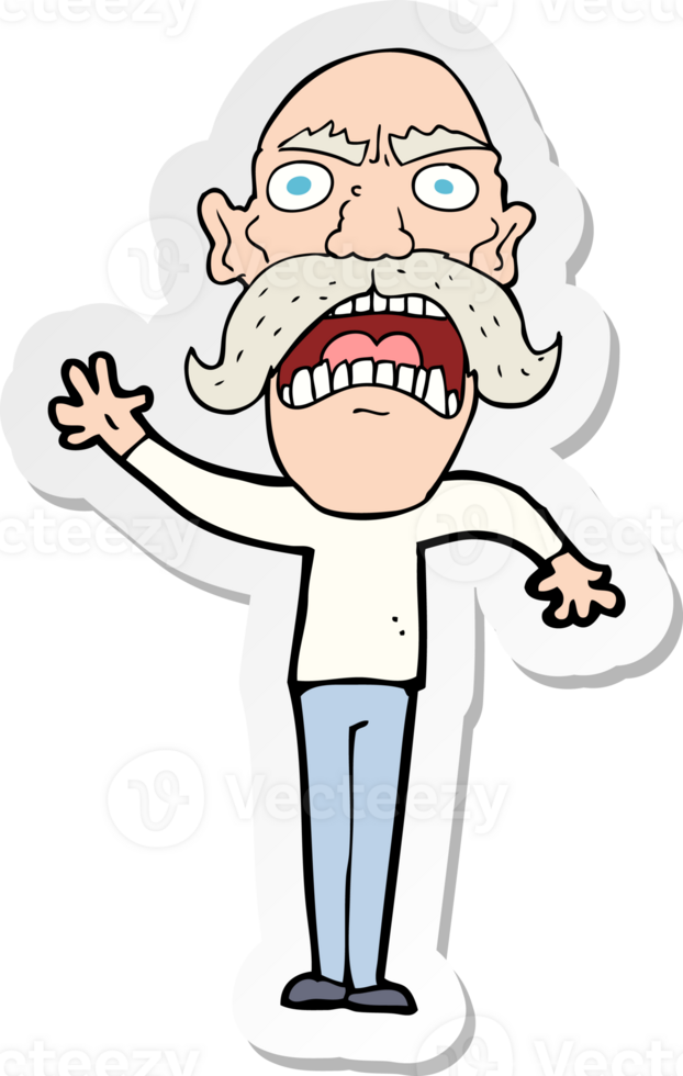 sticker of a cartoon angry old man png