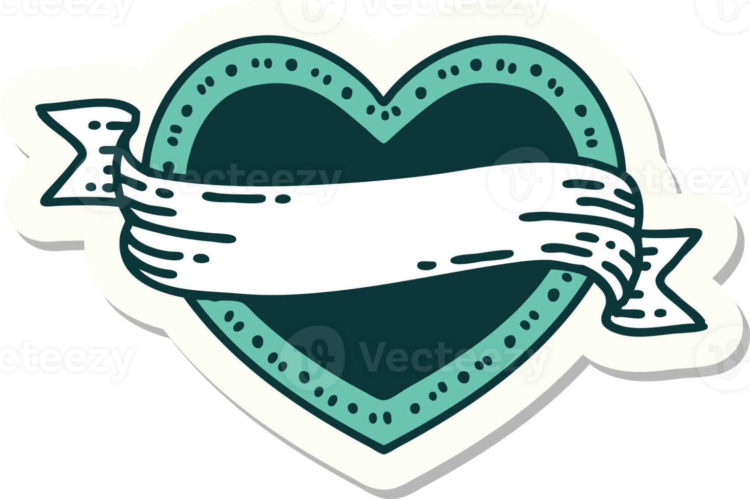 sticker of tattoo in traditional style of a heart and banner png