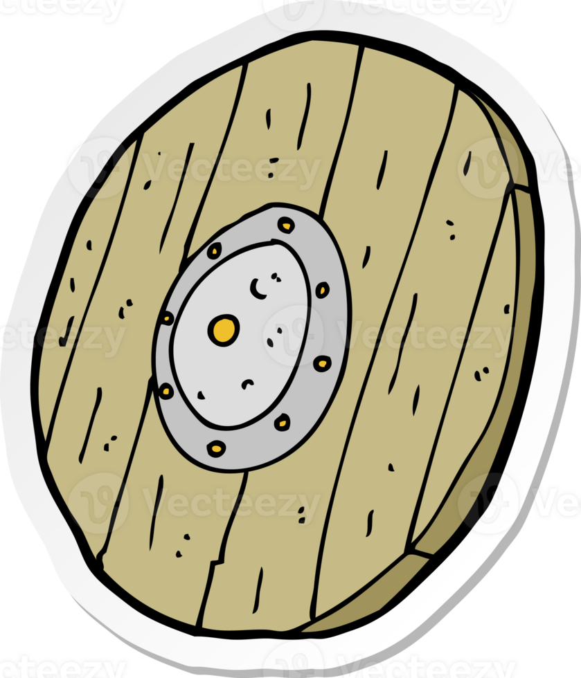 sticker of a cartoon wooden shield png