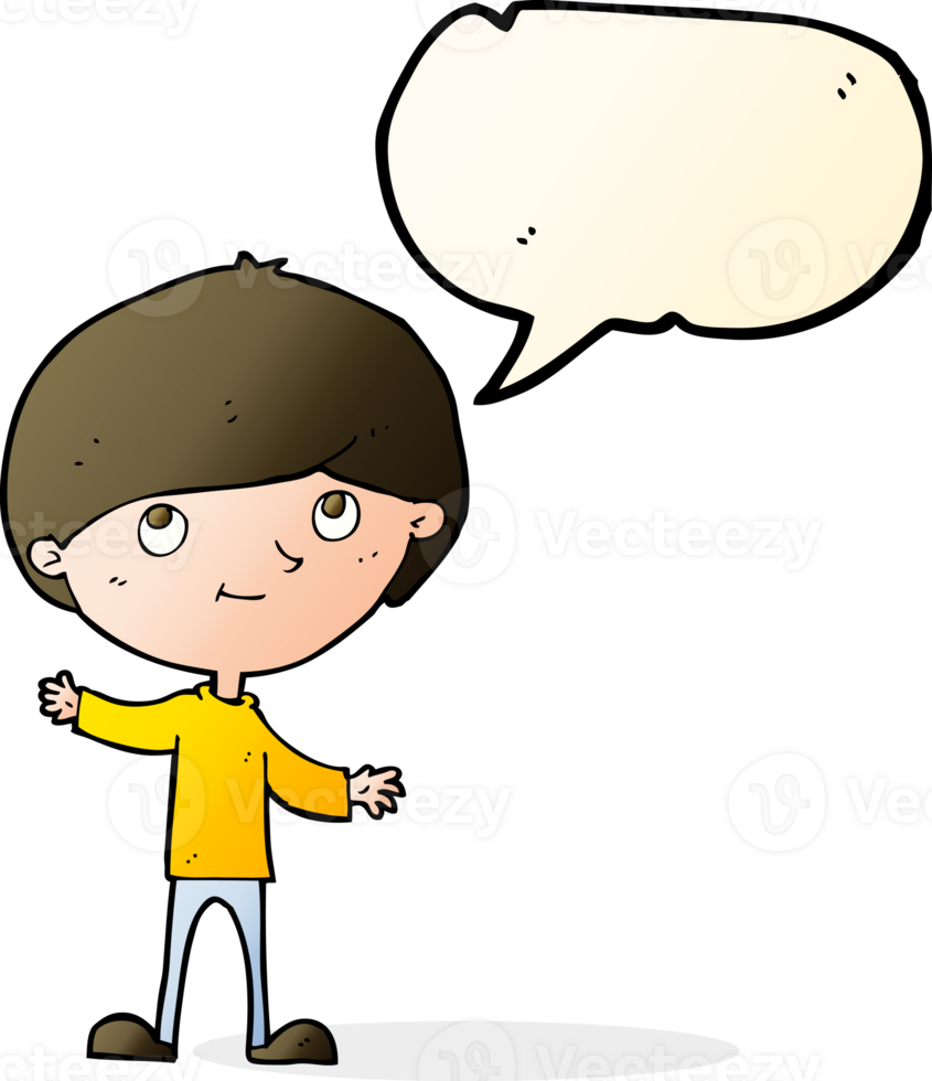 cartoon happy boy with speech bubble png