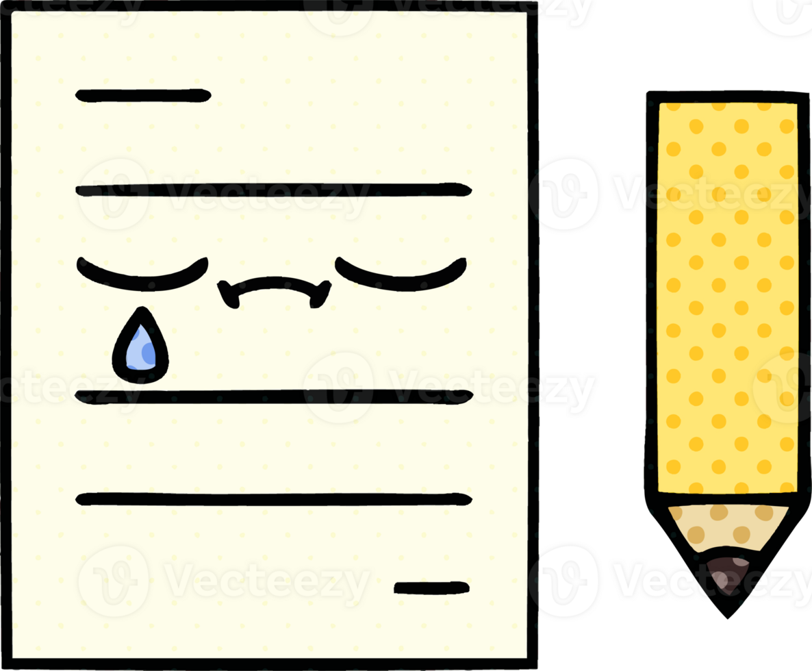 comic book style cartoon of a test paper png