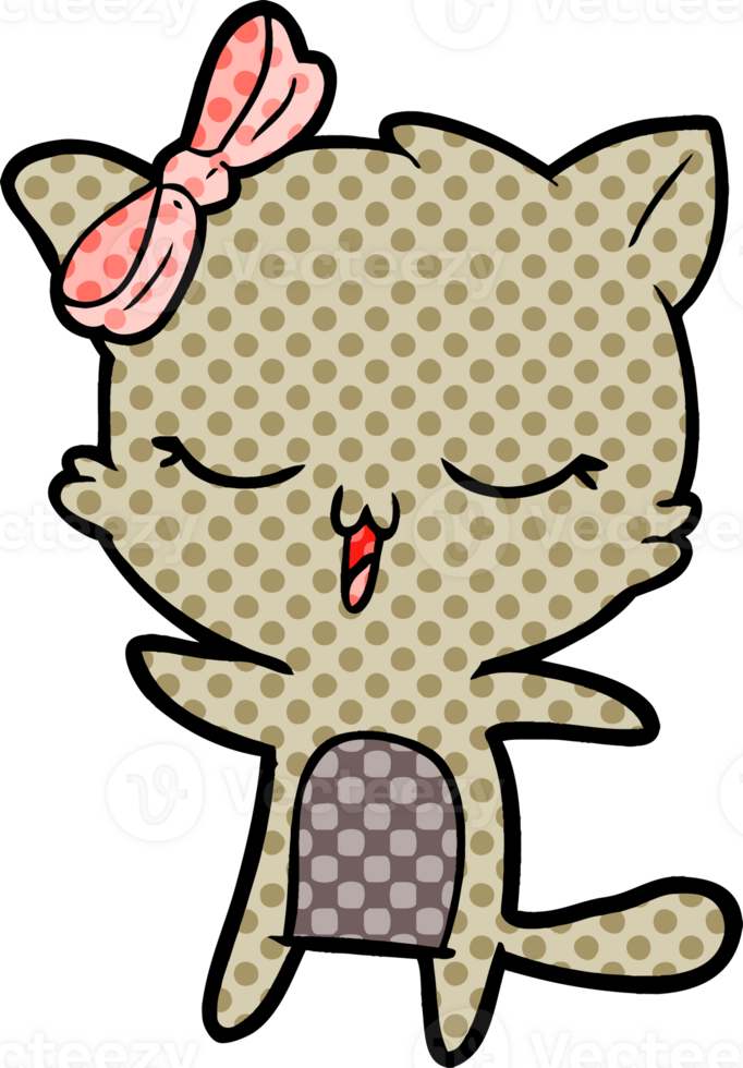 cartoon cat with bow on head png