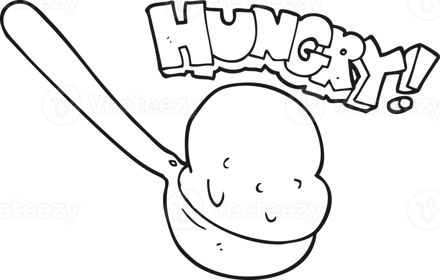 hand drawn black and white cartoon scoop of ice cream png