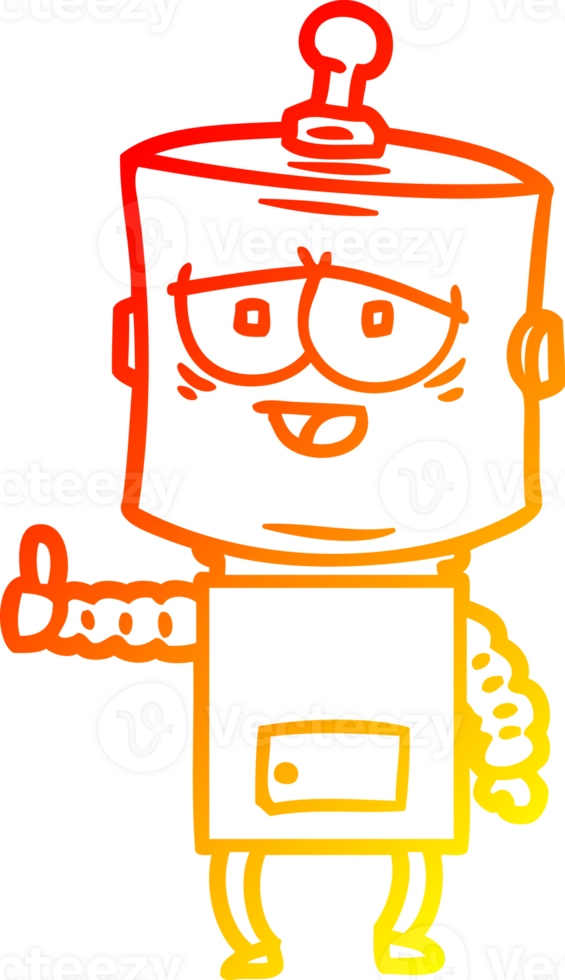 warm gradient line drawing of a cartoon robot png