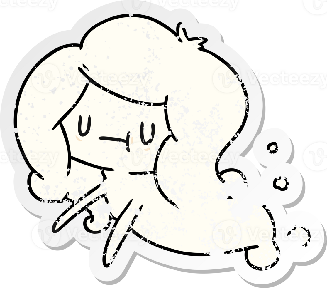 distressed sticker cartoon illustration of a kawaii cute ghost png