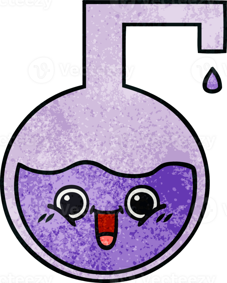 retro grunge texture cartoon of a science experiment png