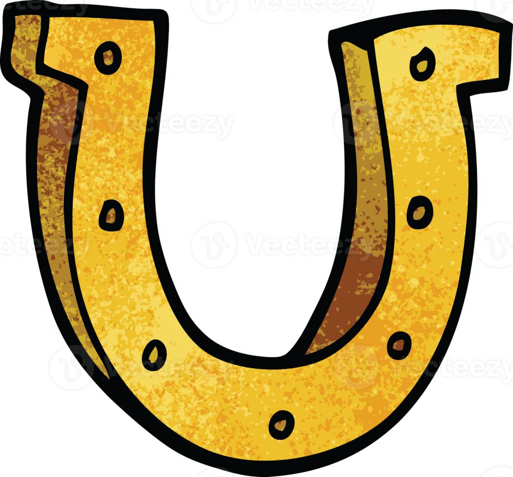 cartoon doodle gold horse shoe png