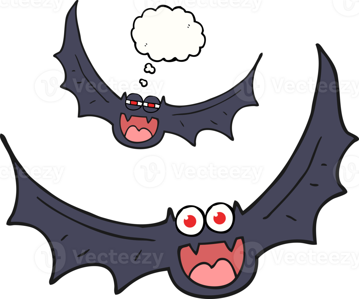 hand drawn thought bubble cartoon halloween bats png