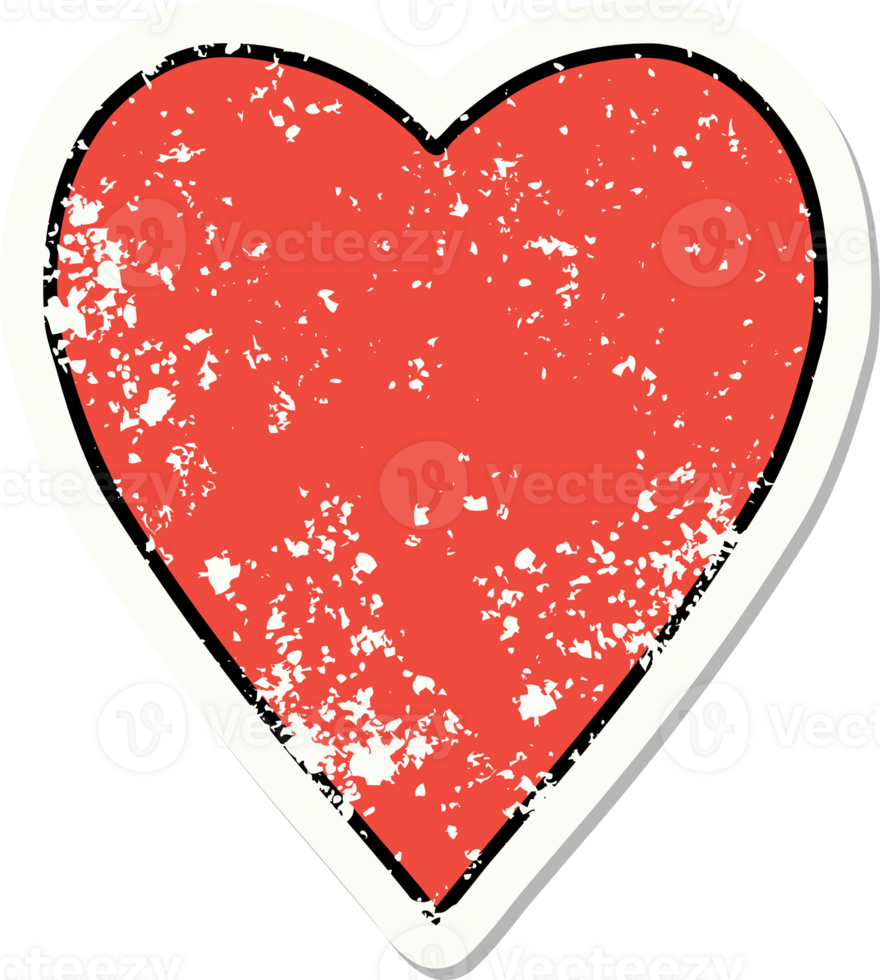 distressed sticker tattoo in traditional style of a heart png