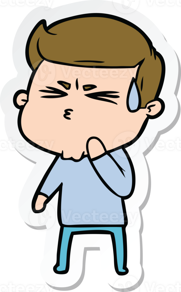 sticker of a cartoon man sweating png