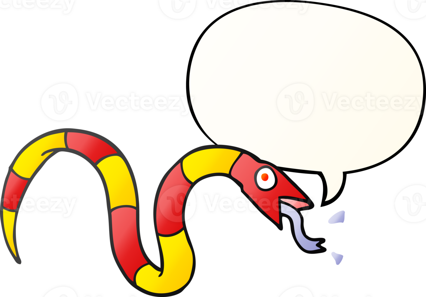 hissing cartoon snake with speech bubble in smooth gradient style png