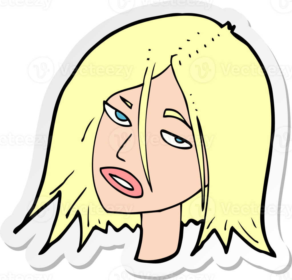 sticker of a cartoon annoyed woman png