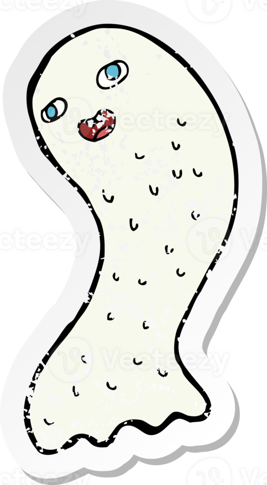 retro distressed sticker of a funny cartoon ghost png
