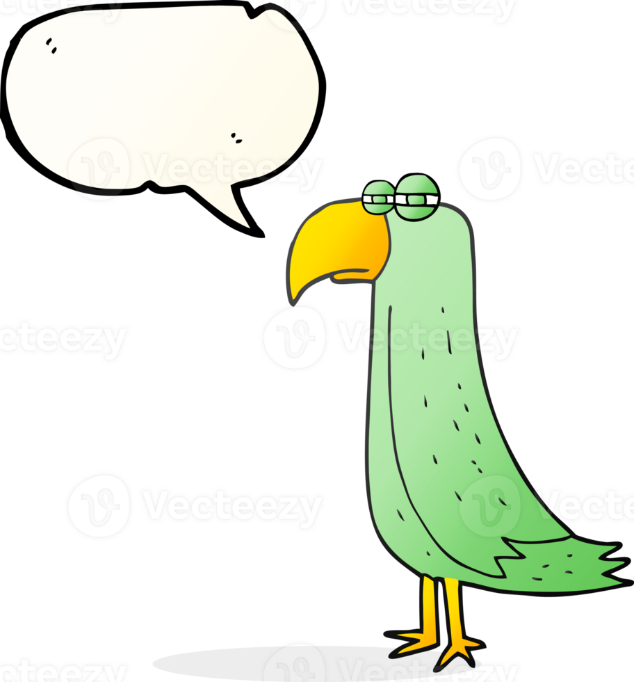 hand drawn speech bubble cartoon parrot png