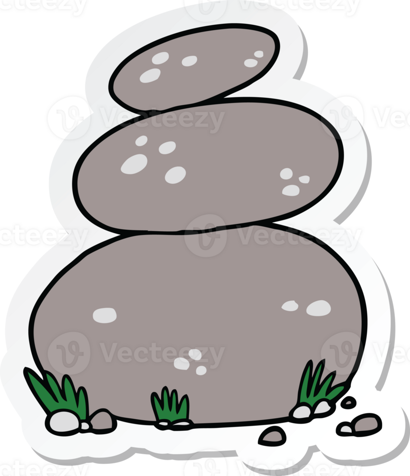 sticker of a cartoon large stacked stones png
