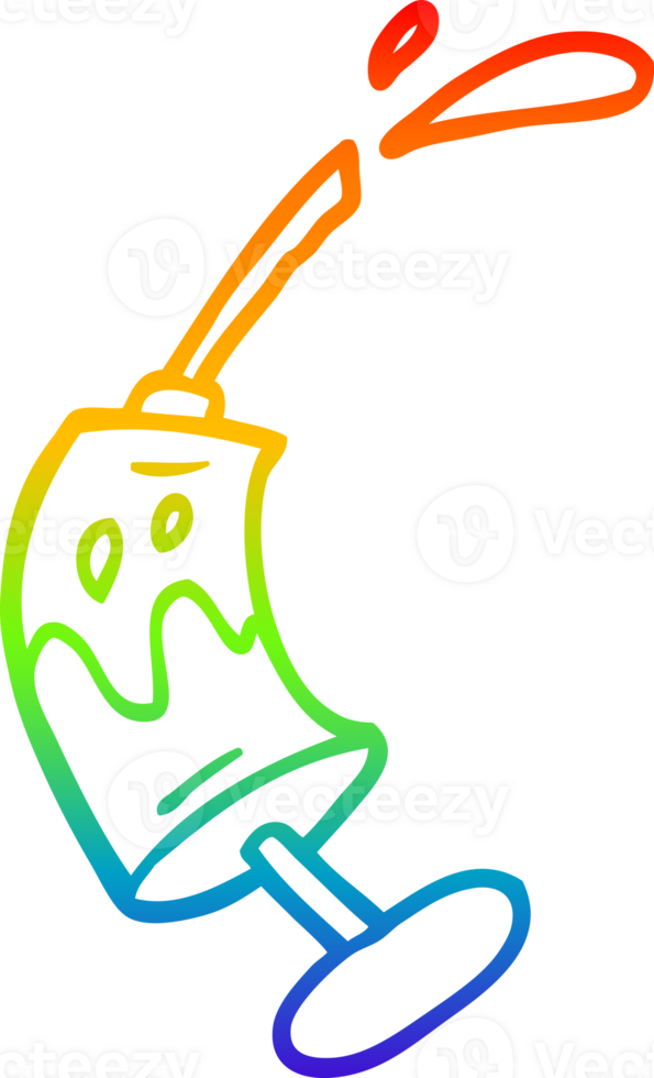 rainbow gradient line drawing of a cartoon syringe of blood png