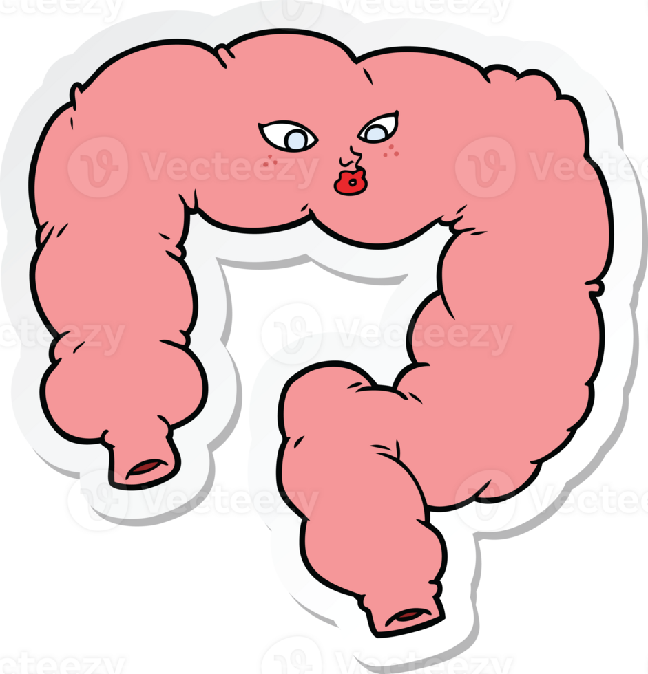 sticker of a cartoon colon png