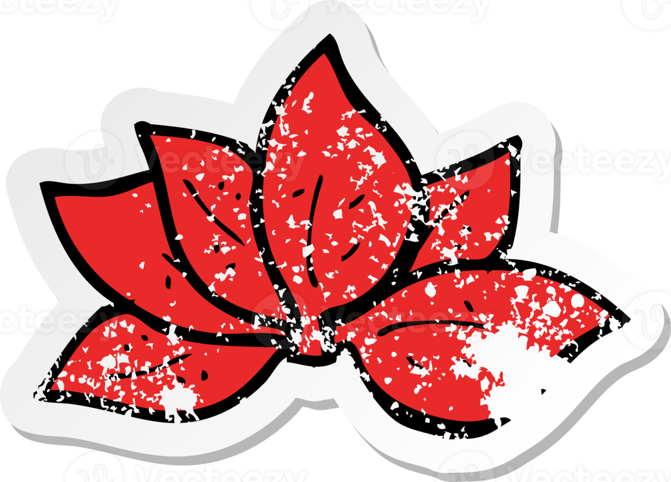 retro distressed sticker of a cartoon leaves symbol png