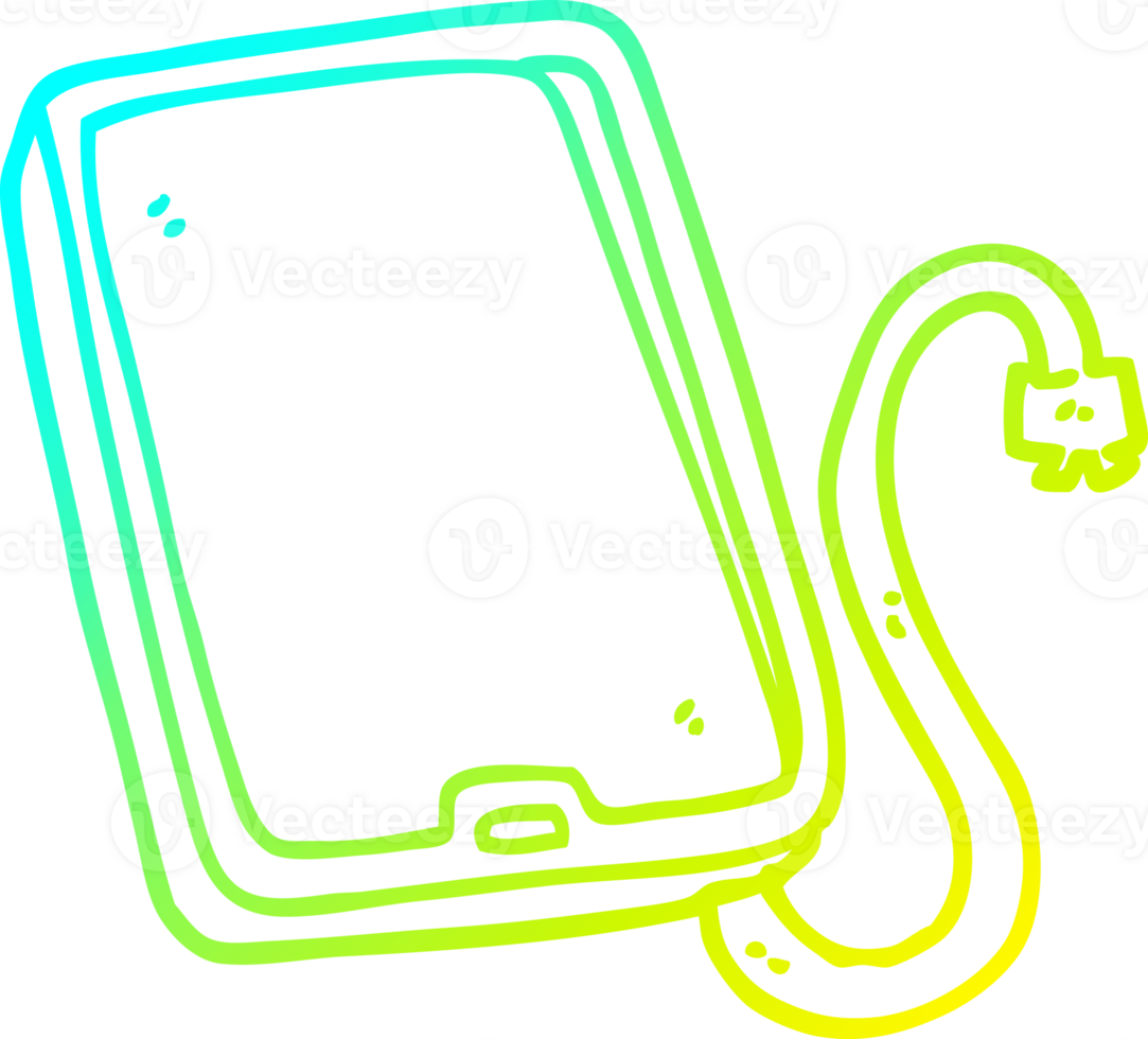 cold gradient line drawing of a cartoon computer tablet png