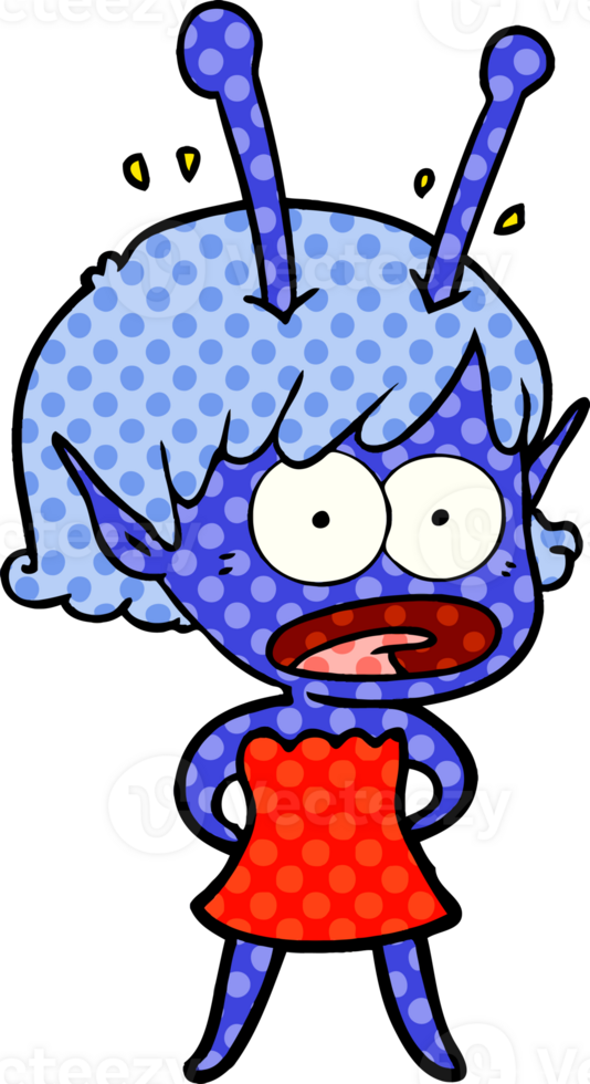 cartoon shocked alien girl png