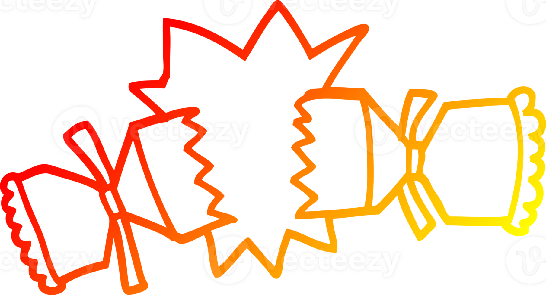 warm gradient line drawing of a cartoon exploding cracker png