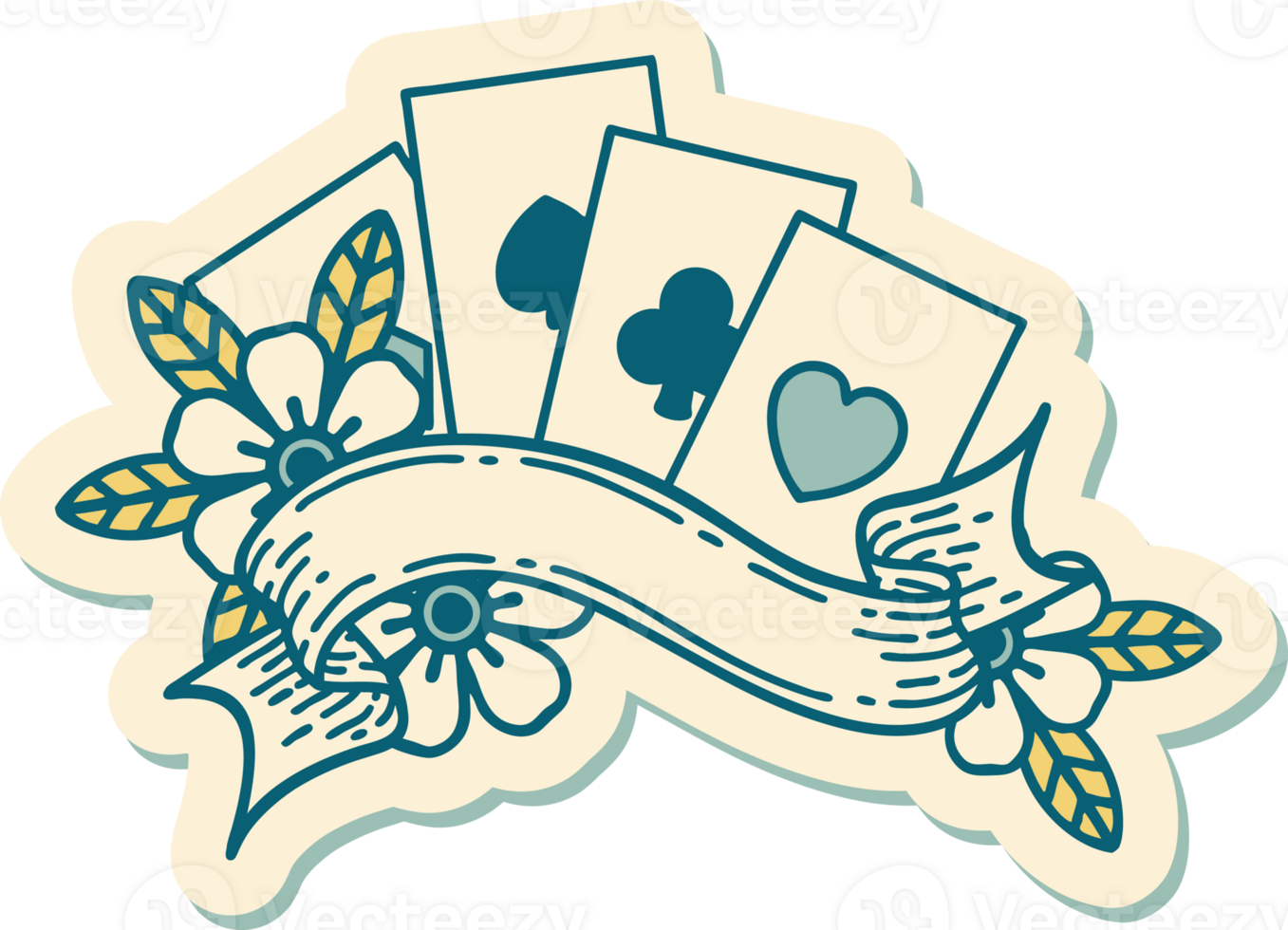 sticker of tattoo in traditional style of cards and banner png