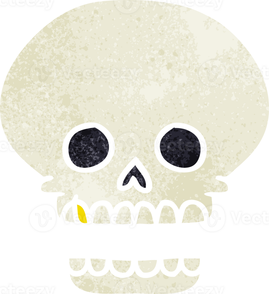 hand drawn retro cartoon doodle of a skull head png