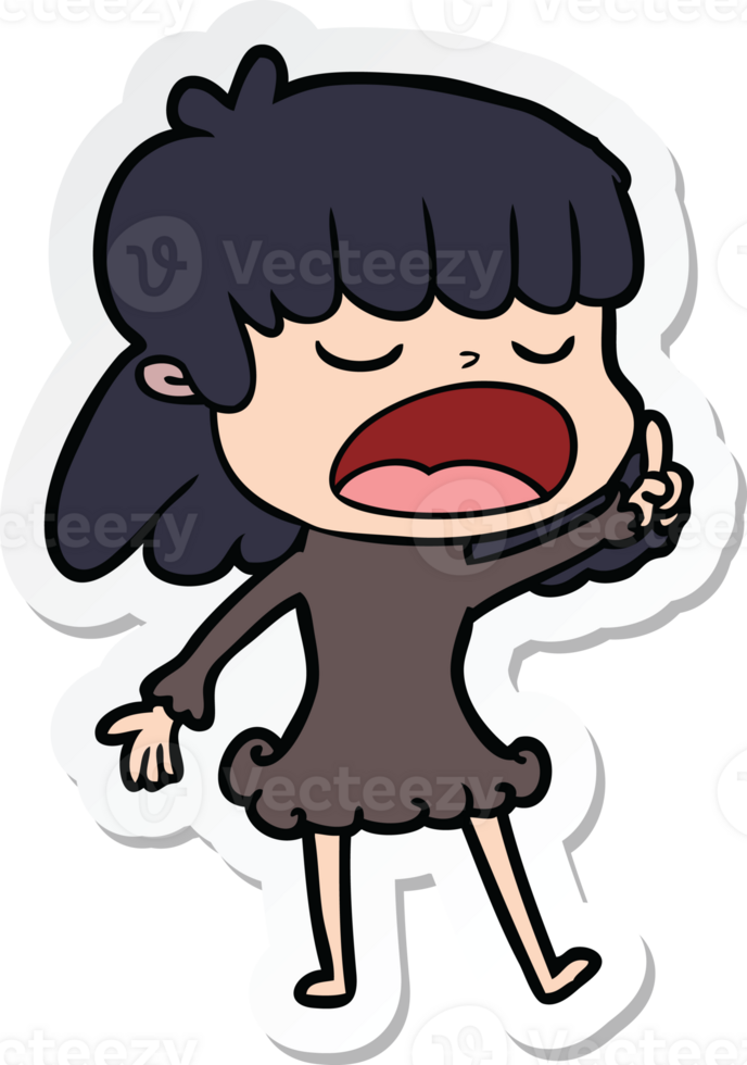 sticker of a cartoon woman talking loudly png