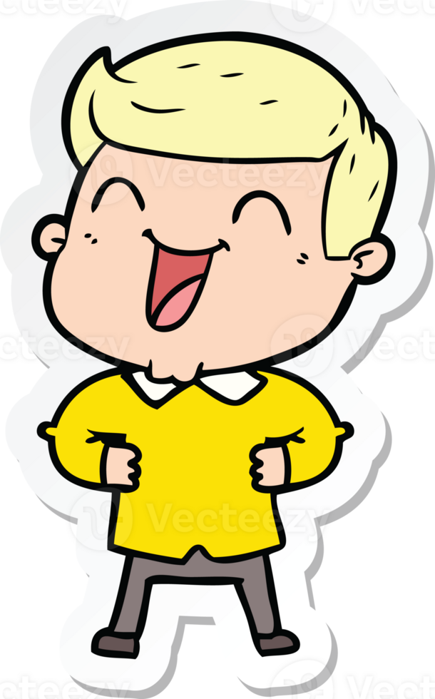 sticker of a cartoon man laughing png