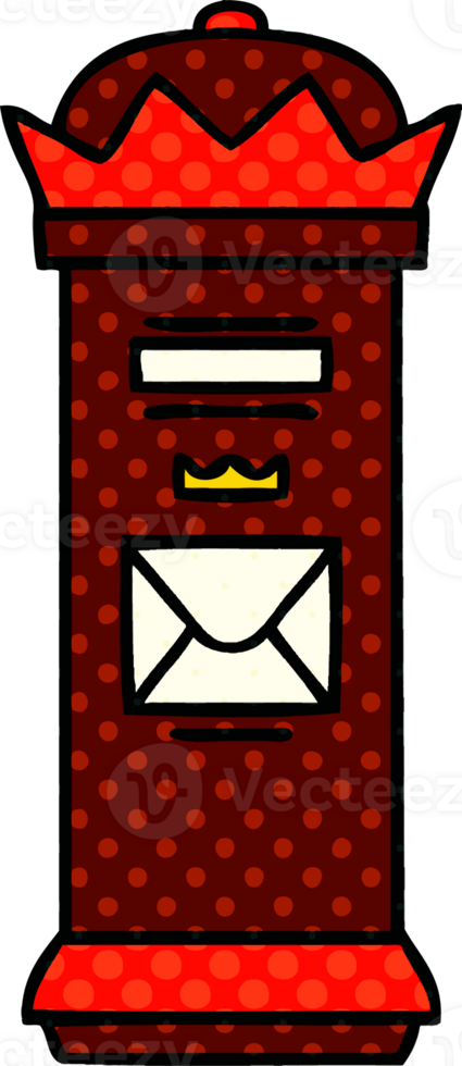 comic book style cartoon of a post box png